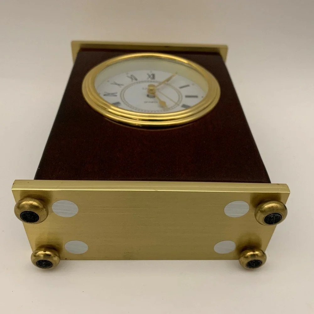 Quartz Linden Shelf Mantel Clock Brown Gold-Tone For Parts